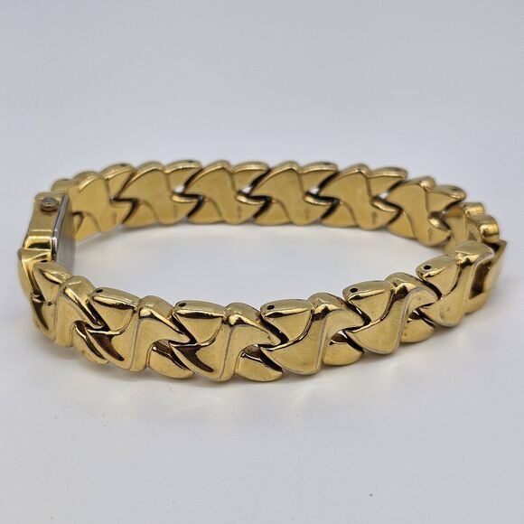 Seiko Women\'s Watch‎ 16MM Asymmetrical Gold Dial Bracelet Band 7\